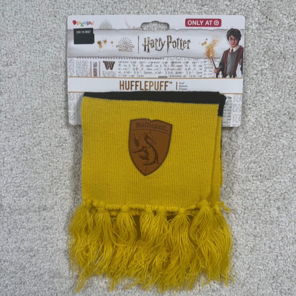 Disguise Harry Potter Hufflepuff Knit Scarf OS Unisex Yellow Black Stripe